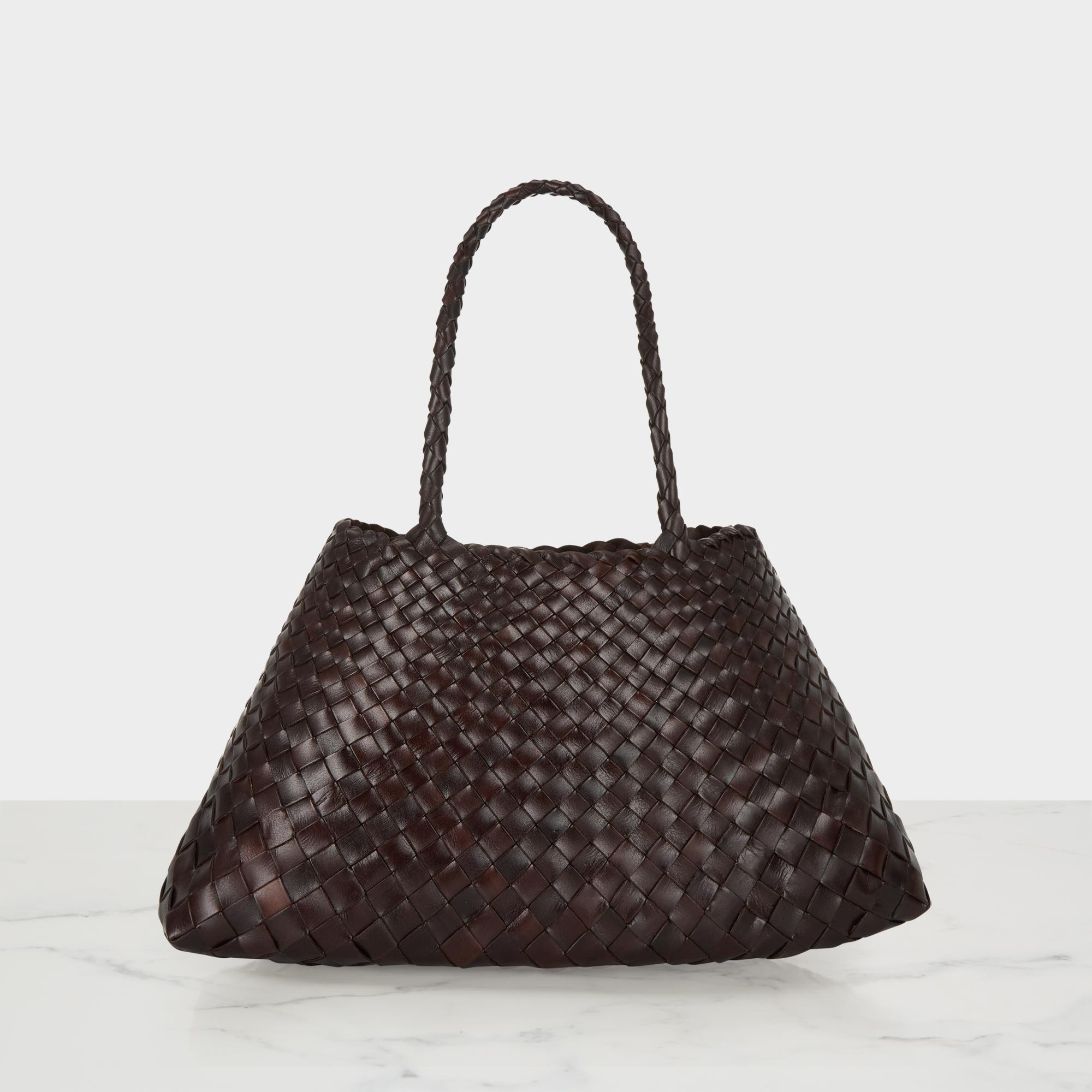 DRAGON DIFFUSION Santa Croce Small Woven Leather Tote Bag - Dark Brown | Brown Thomas (IE)