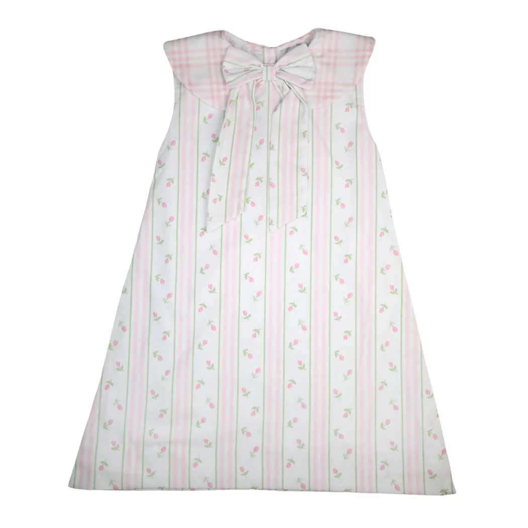 Pink Rosebud &amp; Plaid Sleeveless Dress | The Bella Bean