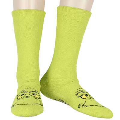 The Grinch Slipper Socks Dr Seuss Grinch Who Stole Christmas Adult Character Holiday Gripper Socks OSFM For Men and Women Green | Target