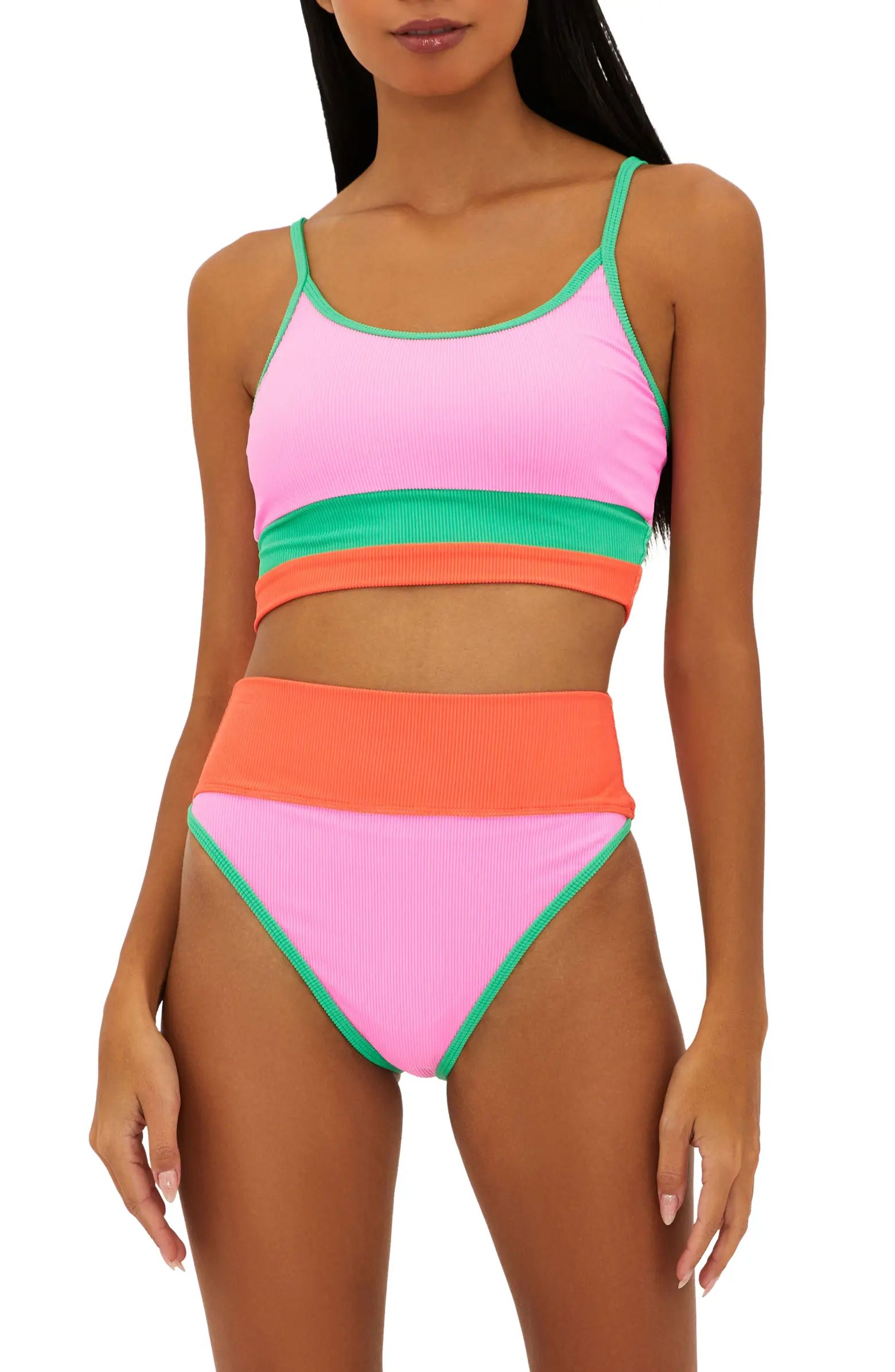 Beach Riot Emmy Colorblock High Waist Bikini Bottoms | Nordstrom | Nordstrom