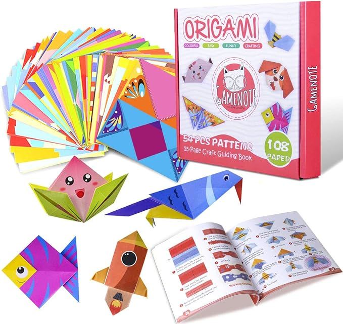 Gamenote Colorful Kids Origami Kit 118 Double Sided Vivid Origami Papers 54 Origami Projects 55 P... | Amazon (US)