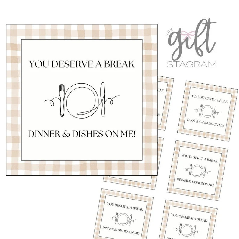 You Deserve A Break, Dinner & Dishes On ME Gift Tag | DIGITAL DOWNLOAD | Host Thank You Gift Tag ... | Etsy (Global)