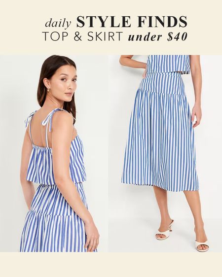 Dropped-Waist Midi Skirt and Cami Crop Top - Old Navy #stripes #oldnavy #summerdeals #dailystylefinds #bestdeals

#LTKFindsUnder50 #LTKSaleAlert #LTKOver40