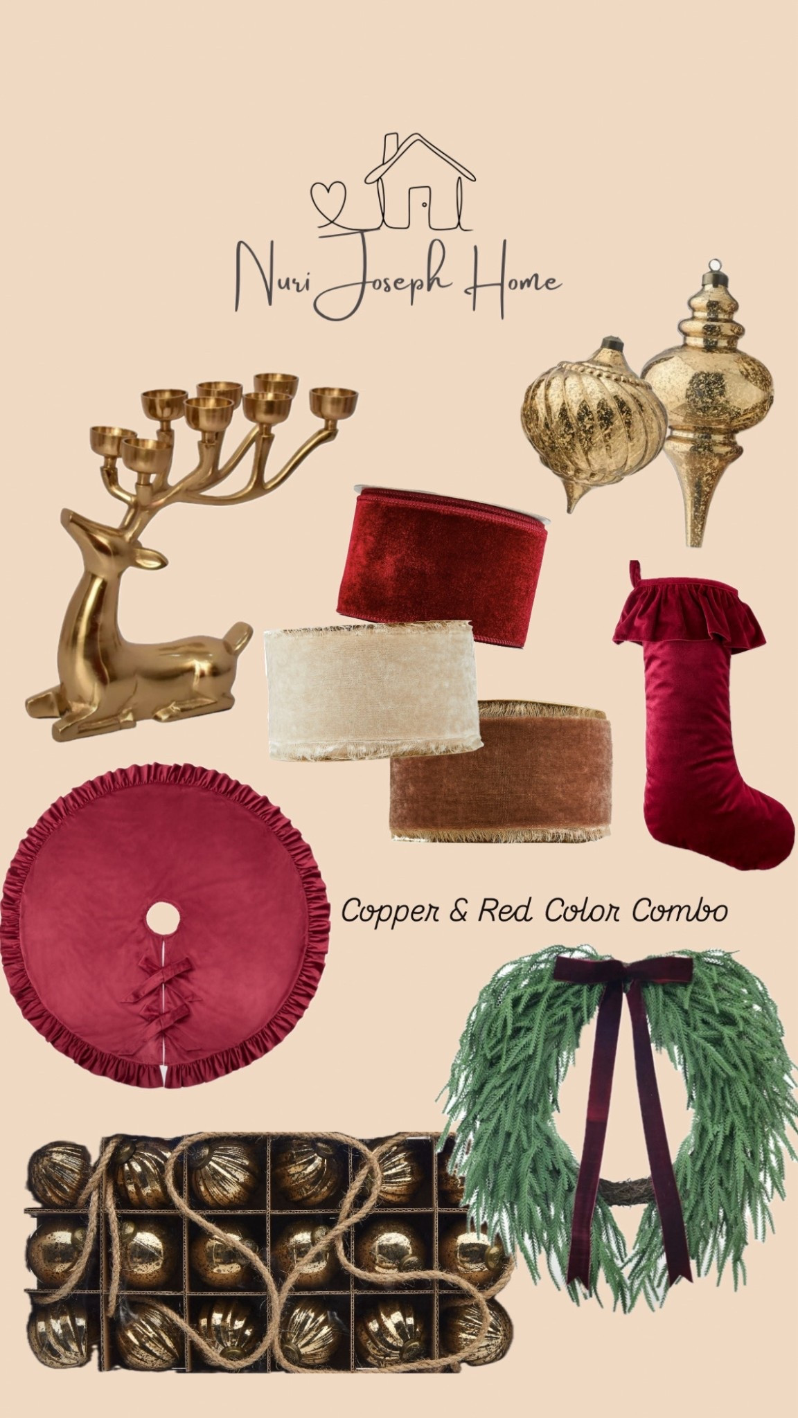 Copper & Red christmas color scheme, cottage Christmas inspired  from Walmart & Target 

#LTKHome #LTKSeasonal #LTKFindsUnder50