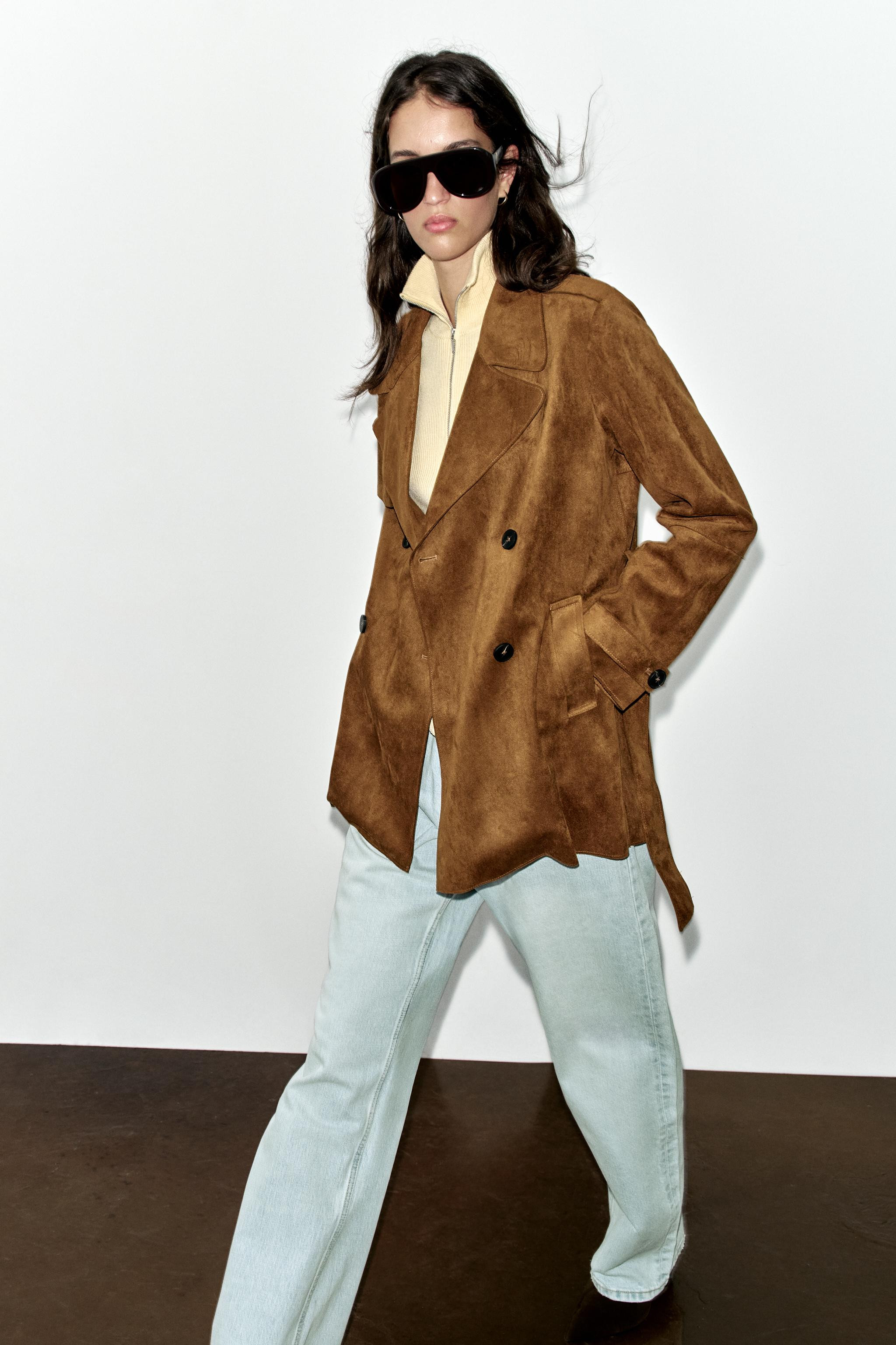 FAUX SUEDE TRENCH COAT WITH BELT | Zara UK