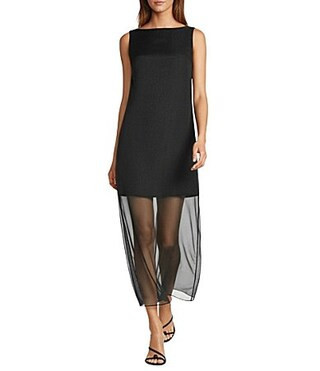 Antonio Melani Ariel Sheer Organza Sleeveless Boat Neck Shift Midi Dress - 8 | Dillard's