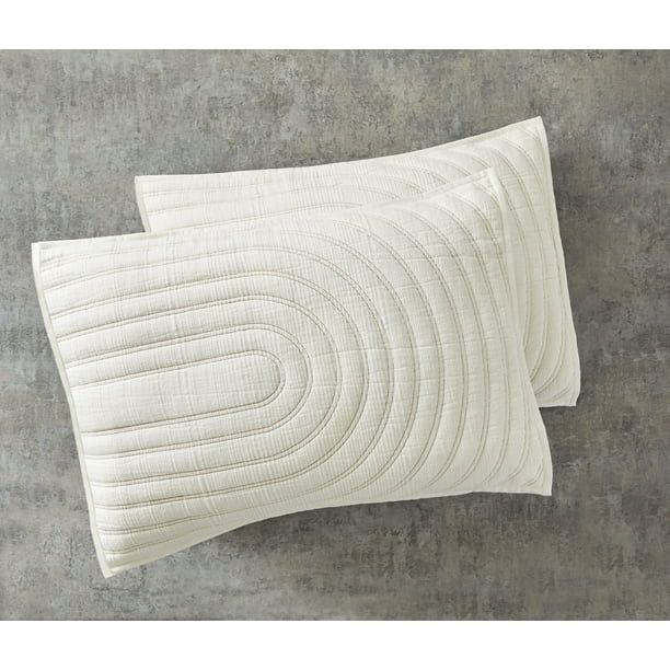 Better Homes & Gardens White Textured Arched Cotton Shams, Standard, 2-Pieces | Walmart (US)
