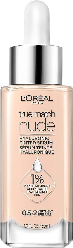 L'Oreal Paris True Match Nude Hyaluronic Tinted Serum Foundation with 1% Hyaluronic acid, Very Li... | Amazon (US)