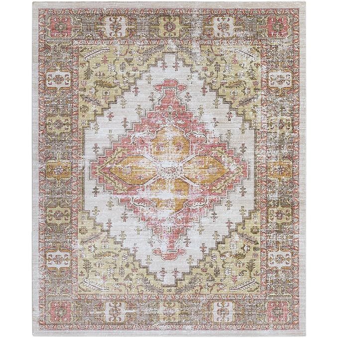 Lancelot Coral and Beige Updated Traditional Area Rug 7'10" x 10'3" | Amazon (US)