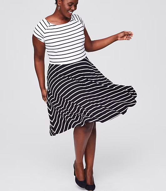 LOFT Plus Mixed Stripe Flare Dress | LOFT