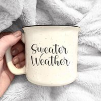 Sweater Weather 13Oz Beige Ceramic Enamel Mug Coffee Fall Winter Campfire Cup Camping | Etsy (CAD)
