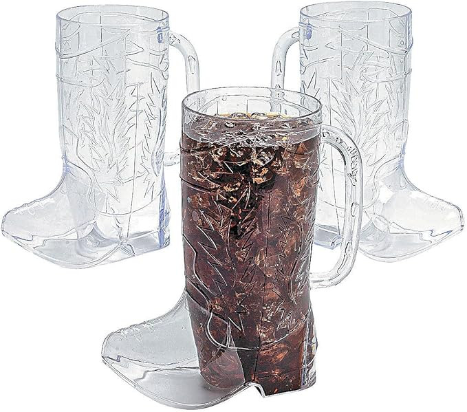 Fun Express Clear Cowboy Boot Plastic Mugs - 17 oz. (Pack of 12) - Ideal for Western-themed Parti... | Amazon (US)