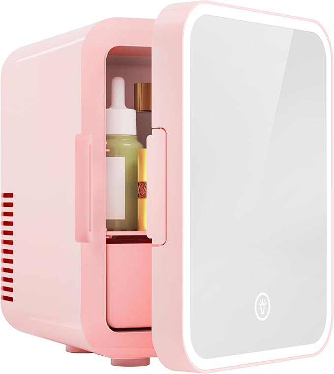 EUHOMY Mini Fridge, 5L AC/DC Small Refrigerator with Dimmable LED Mirror, Portable Cooler and War... | Amazon (US)