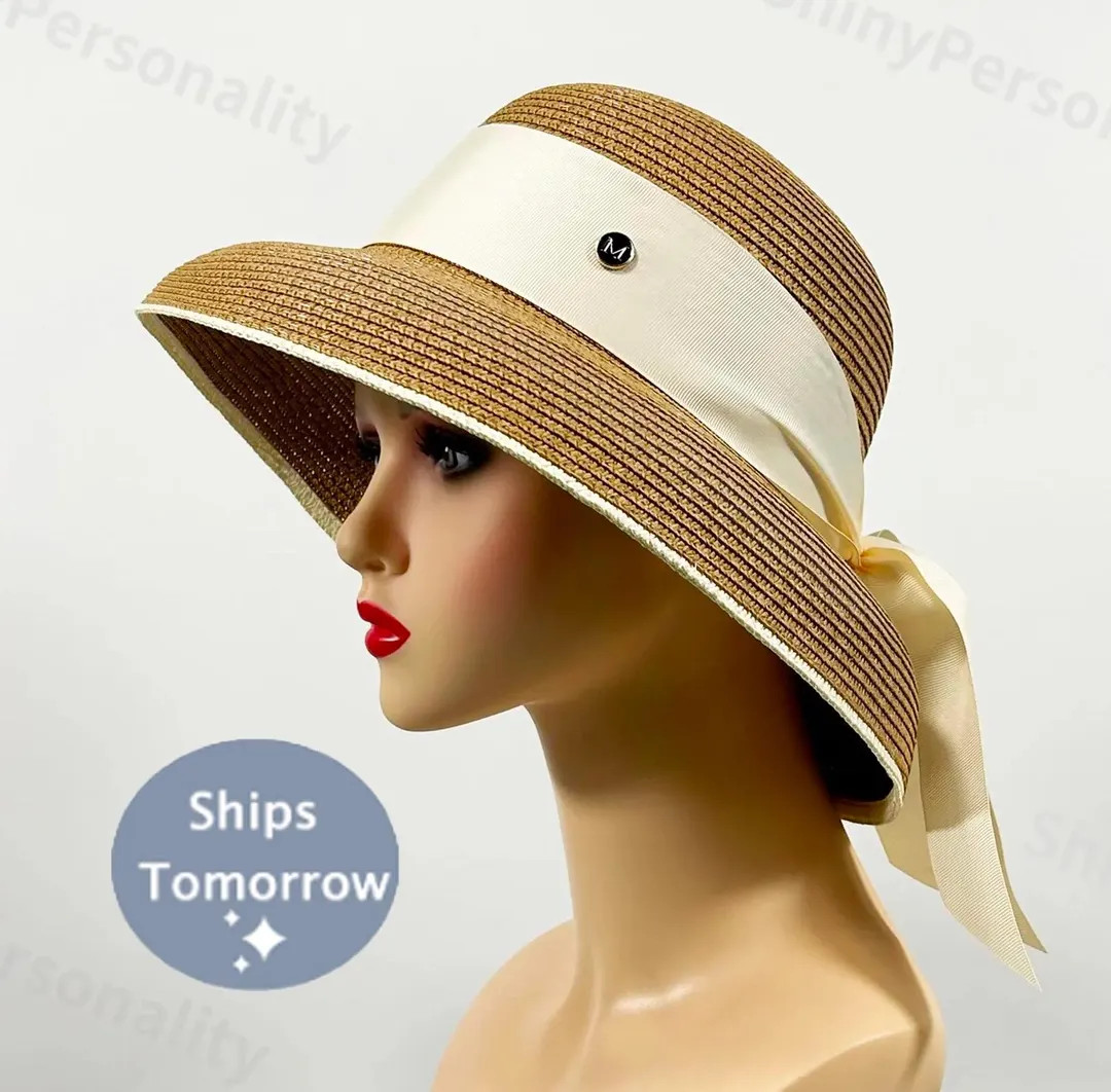 Hepburn Wind Ladies Sun Hat / Seaside Vacation Girls Sun Hat / Sunscreen Sun Hat / Beach Big Eave... | Etsy (US)