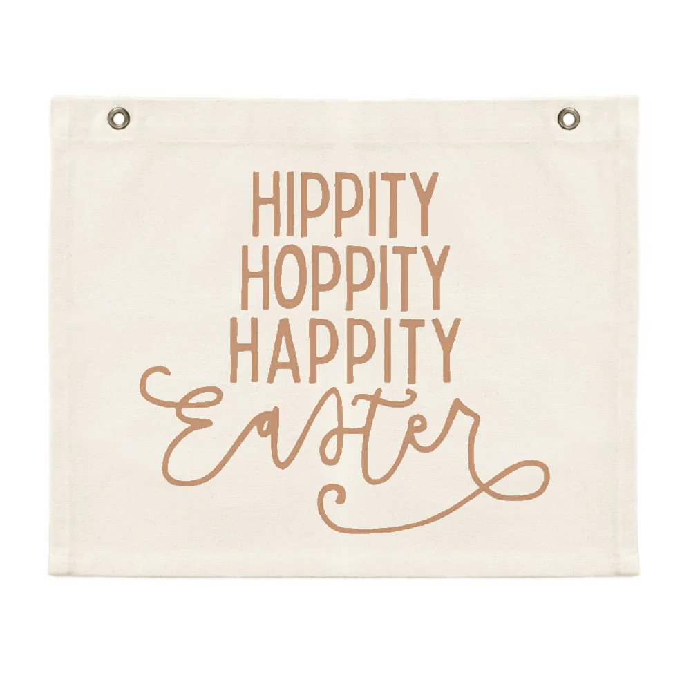 Hippity Hoppity Happity Easter Rectangle Canvas Banner | The Cotton & Canvas Company