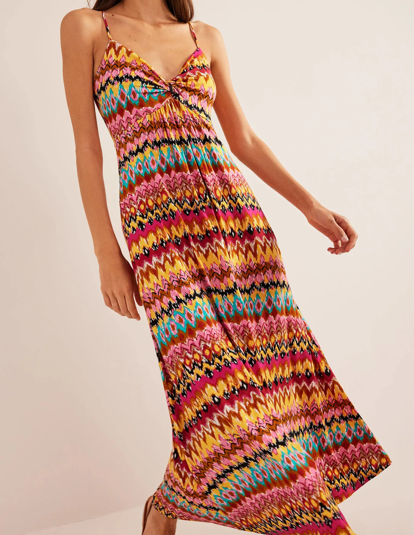 Twist Front Maxi Cami Dress - Multi, Textured Ikat | Boden US | Boden (US)