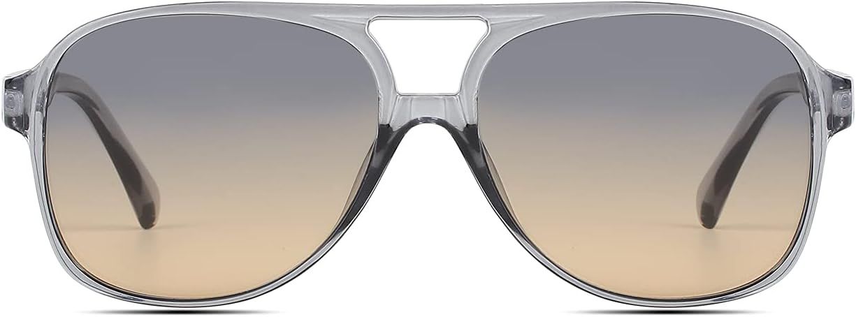 Xpectrum Big 70s Retro Clear Yellow Sunglasses for Men Women Vintage Trendy Sun Glasses | Amazon (US)