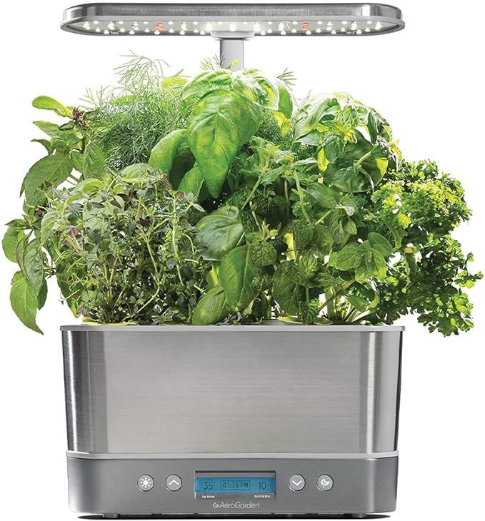 AeroGarden 901104-1200 In-Home Garden Harvest Elite LED Grow Light System Kit, Stainless Steel | Amazon (US)