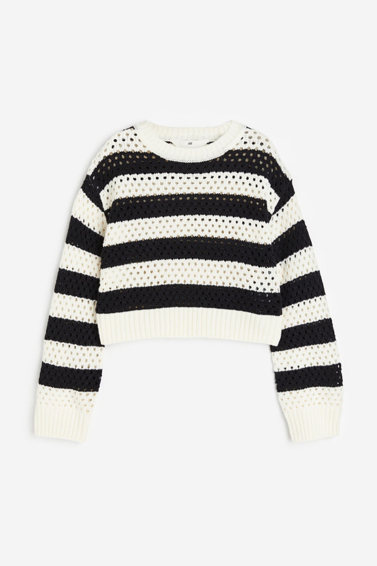 H & M - Hole-knit Sweater - White | H&M (US + CA)