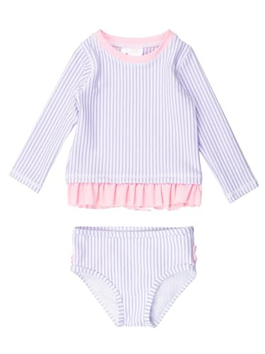 RuffleButts Baby/Toddler Girls Seersucker Long Sleeve Rash Guard Bikini | Amazon (US)