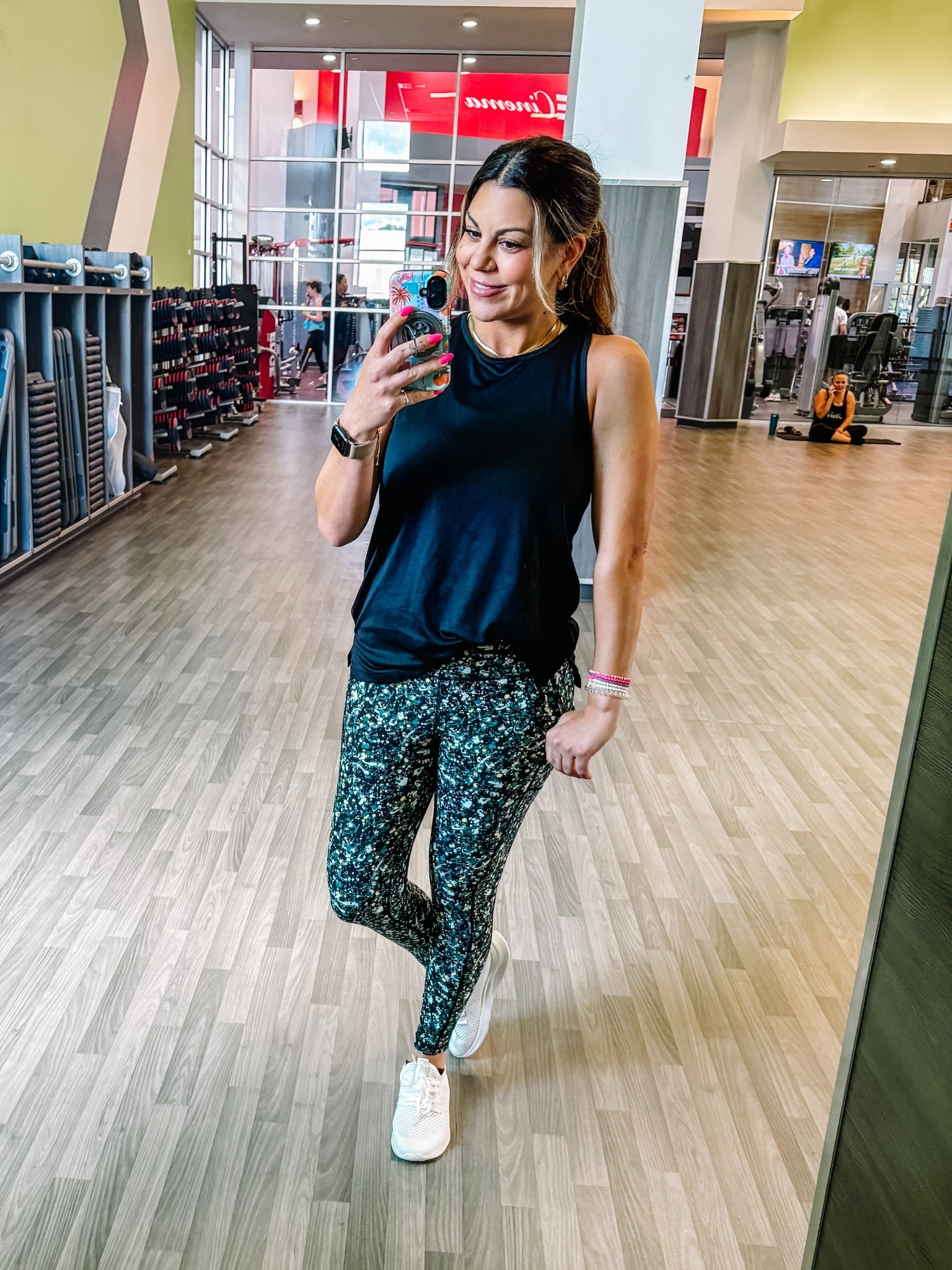 Gym OOTD!! 🖤💚
This whole outfit (including jewelry) is on major sale!! 
Fit TTS!!

#LTKShoeCrush #LTKActive #LTKSaleAlert