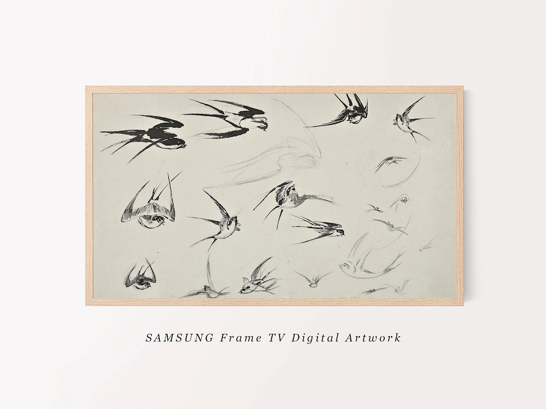 Samsung Frame TV Art Swallows Decor Downloadable Wall Art Minimalist Wall Art Modern Farmhouse De... | Etsy (US)