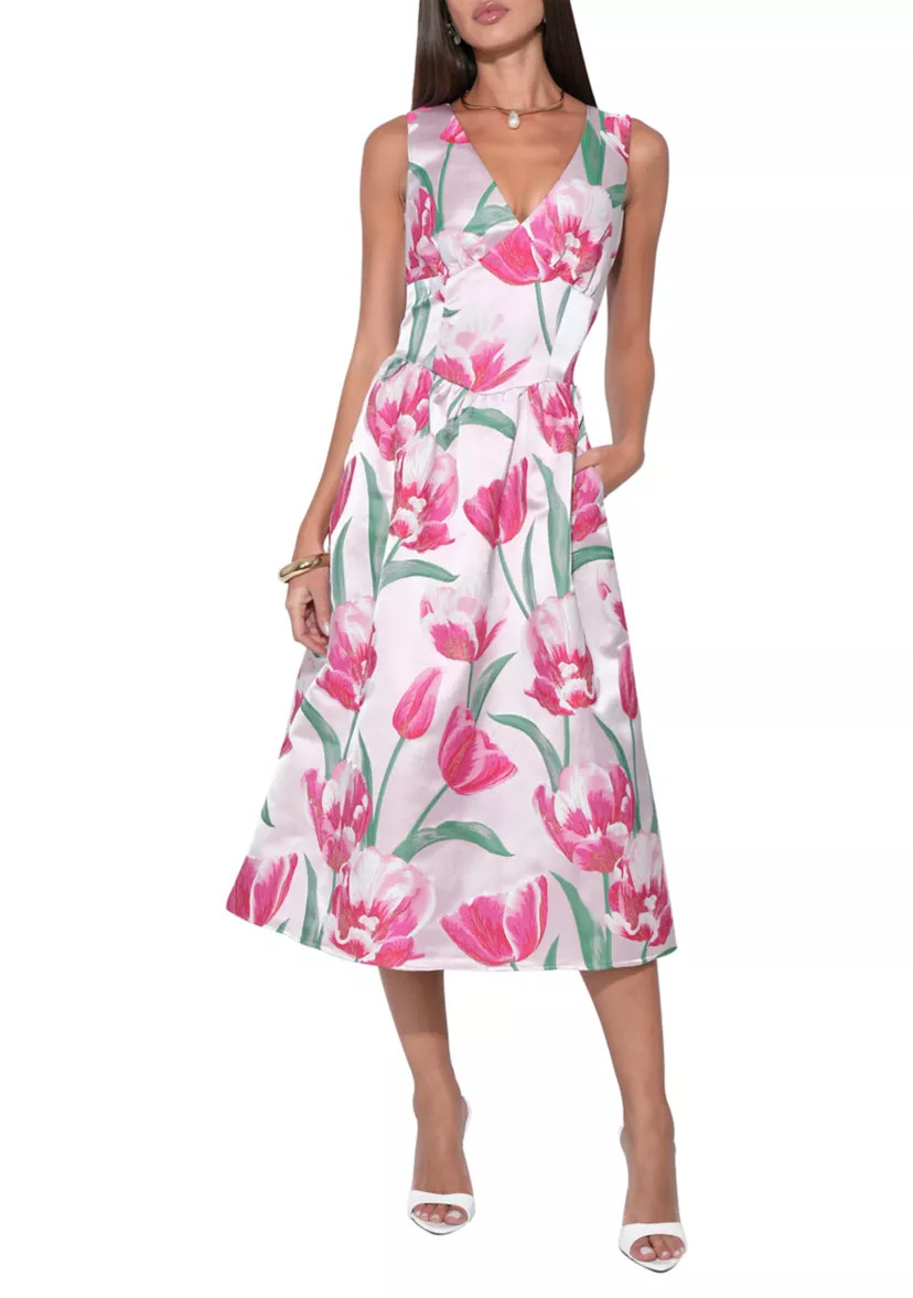 Women's Amira Sweetheart Flower Jacquard Midi Dress | Belk