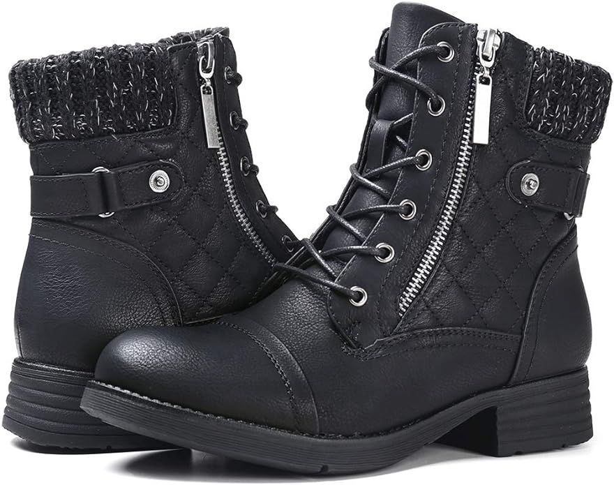STQ Women's Combat Boots Lace up Ankle Booties | Amazon (US)