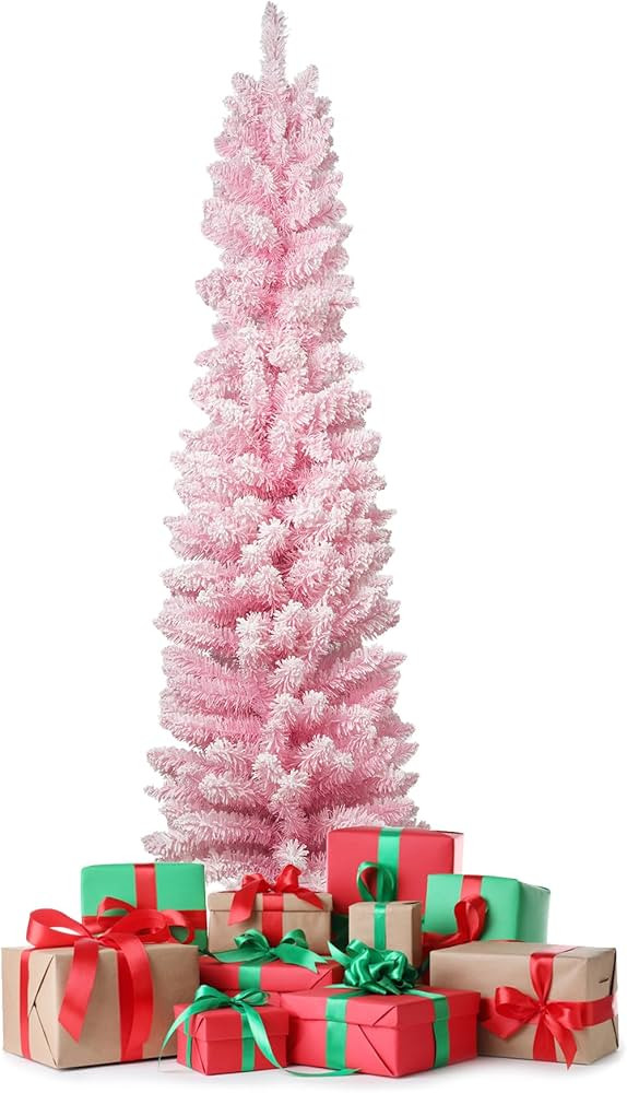 TRY & DO 6 FT Unlit Pink Artificial Christmas Tree, Xmas Tree with Metal Stand, 100% New PVC Mate... | Amazon (US)
