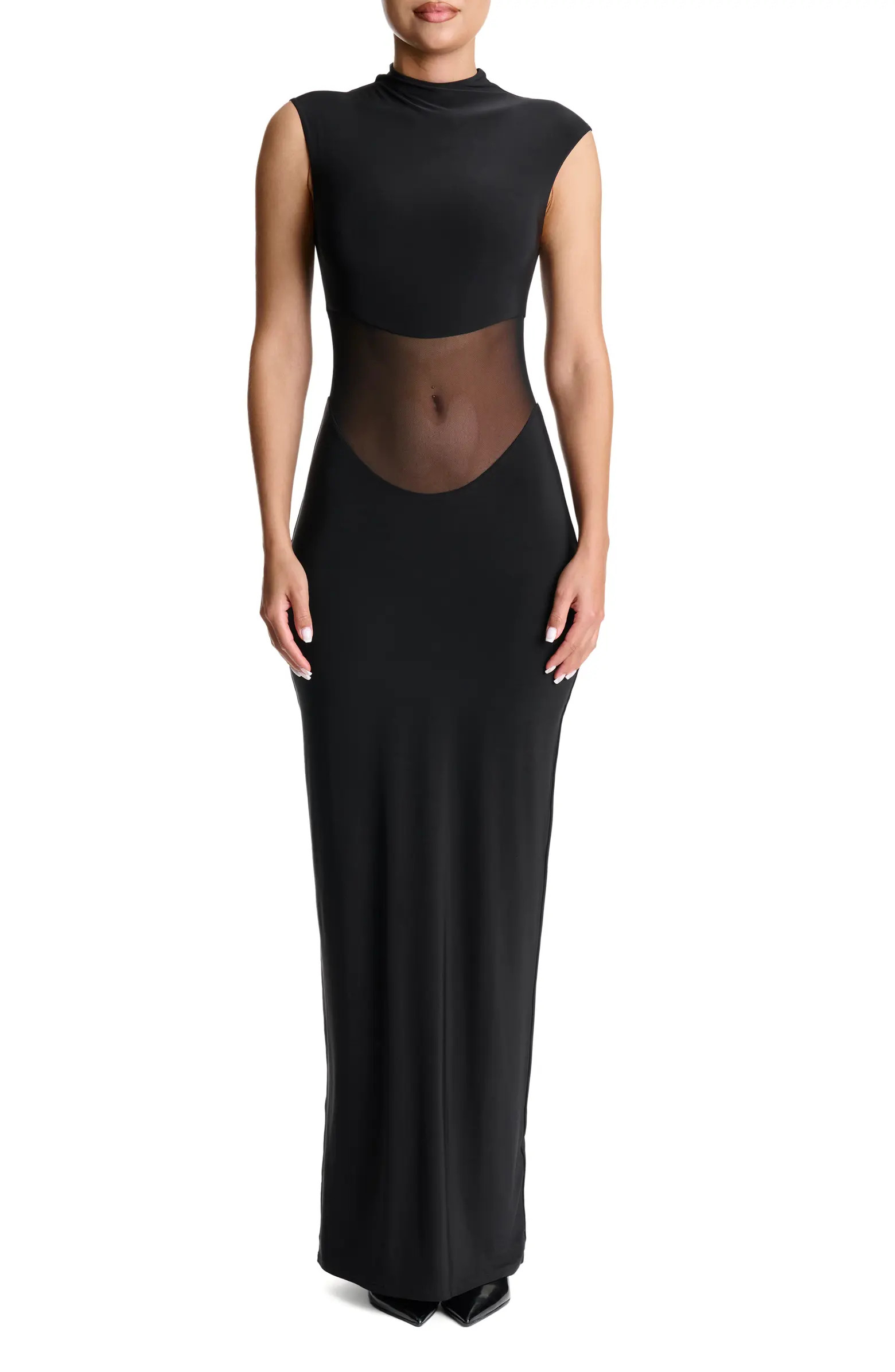 Hourglass Mesh Inset Sleeveless Maxi Dress | Nordstrom