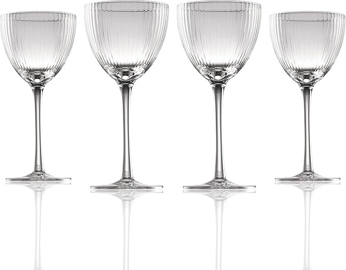 Nick and Nora Cocktail & Mocktail Glasses Set of 4- Handcrafted Stripes & Texture Design (5oz Lea... | Amazon (US)