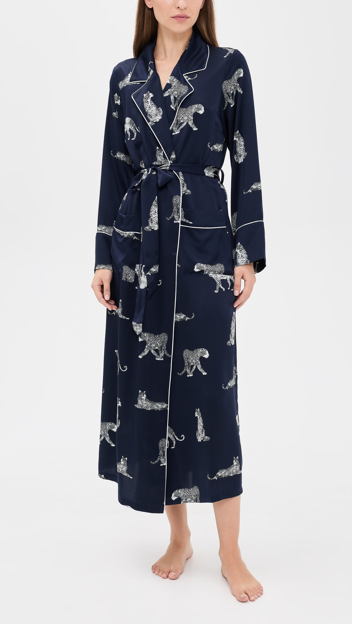 Petite Plume Silk Panthere de Nuit Robe Navy XS | Shopbop