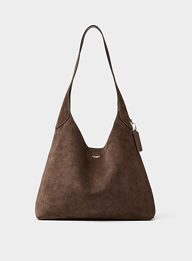 Brooklyn chocolate suede saddle bag | Simons