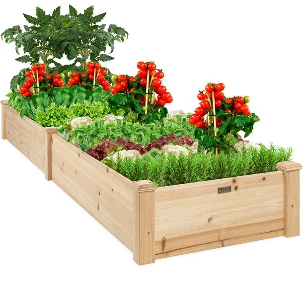 Best Choice Products 8x2ft Outdoor Wooden Raised Garden Bed Planter for Grass, Lawn, Yard - Natur... | Walmart (US)