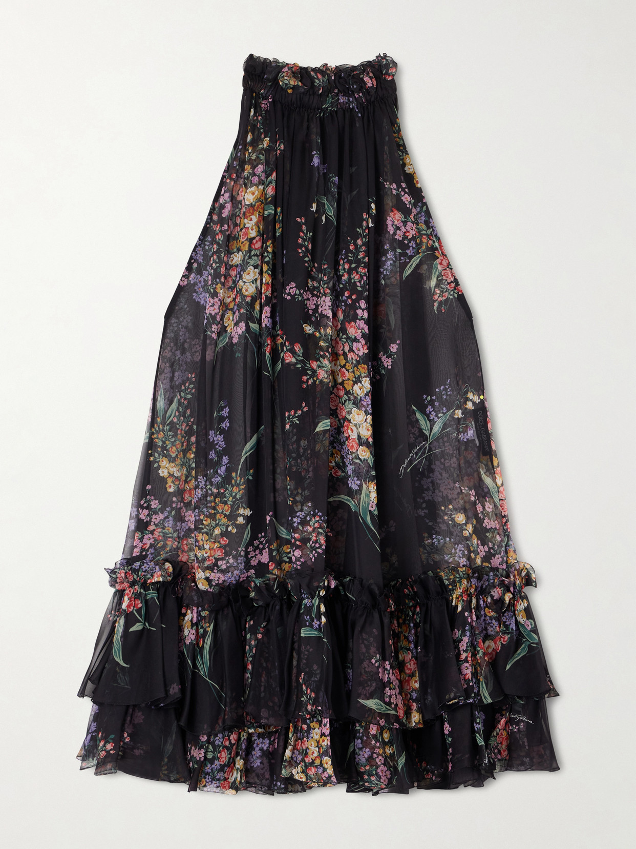 Dolce & Gabbana - Floral-print Silk-chiffon Mini Dress - Black | NET-A-PORTER (US)