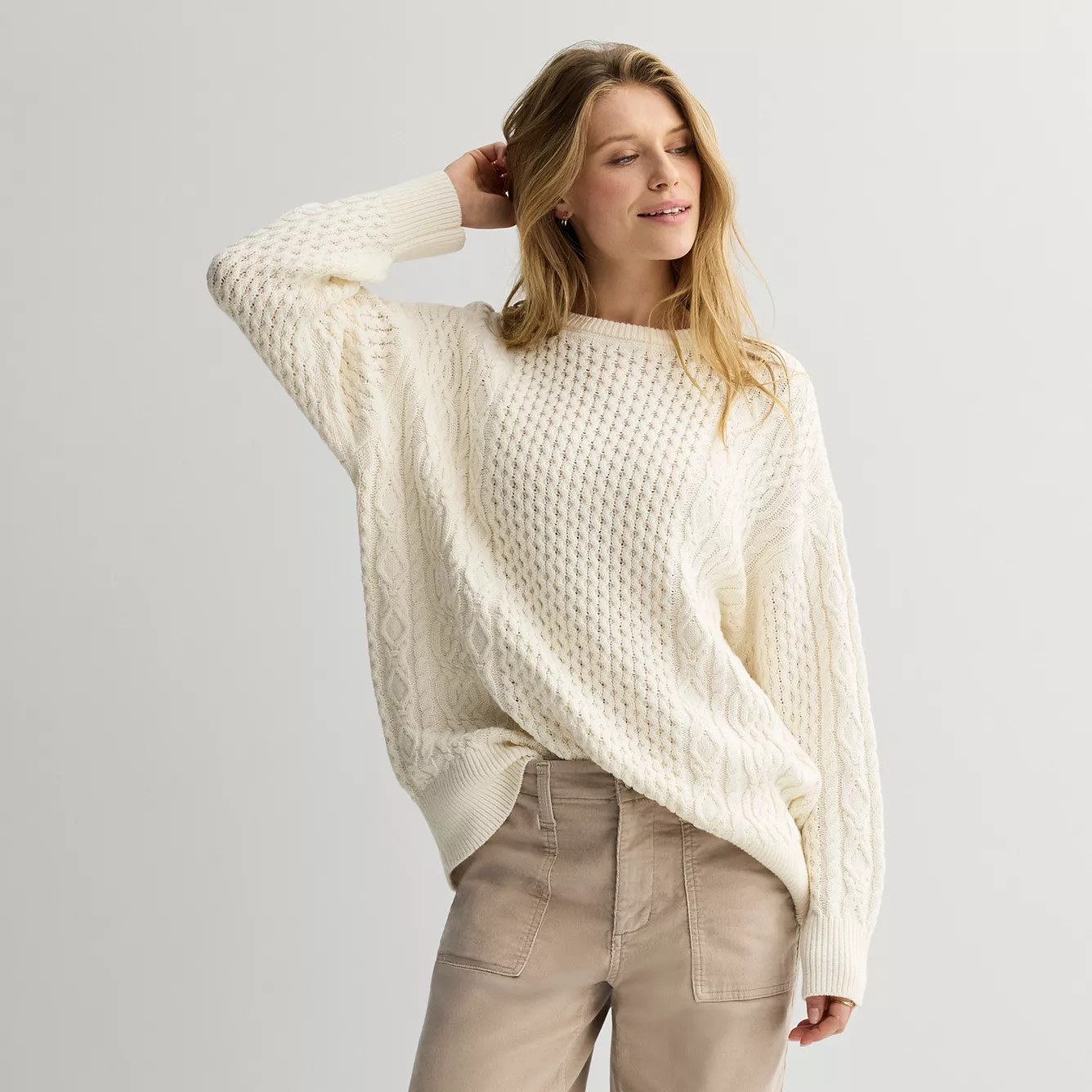 Women's Sonoma Goods For Life® Oversized Cable-Knit Sweater | Kohl's