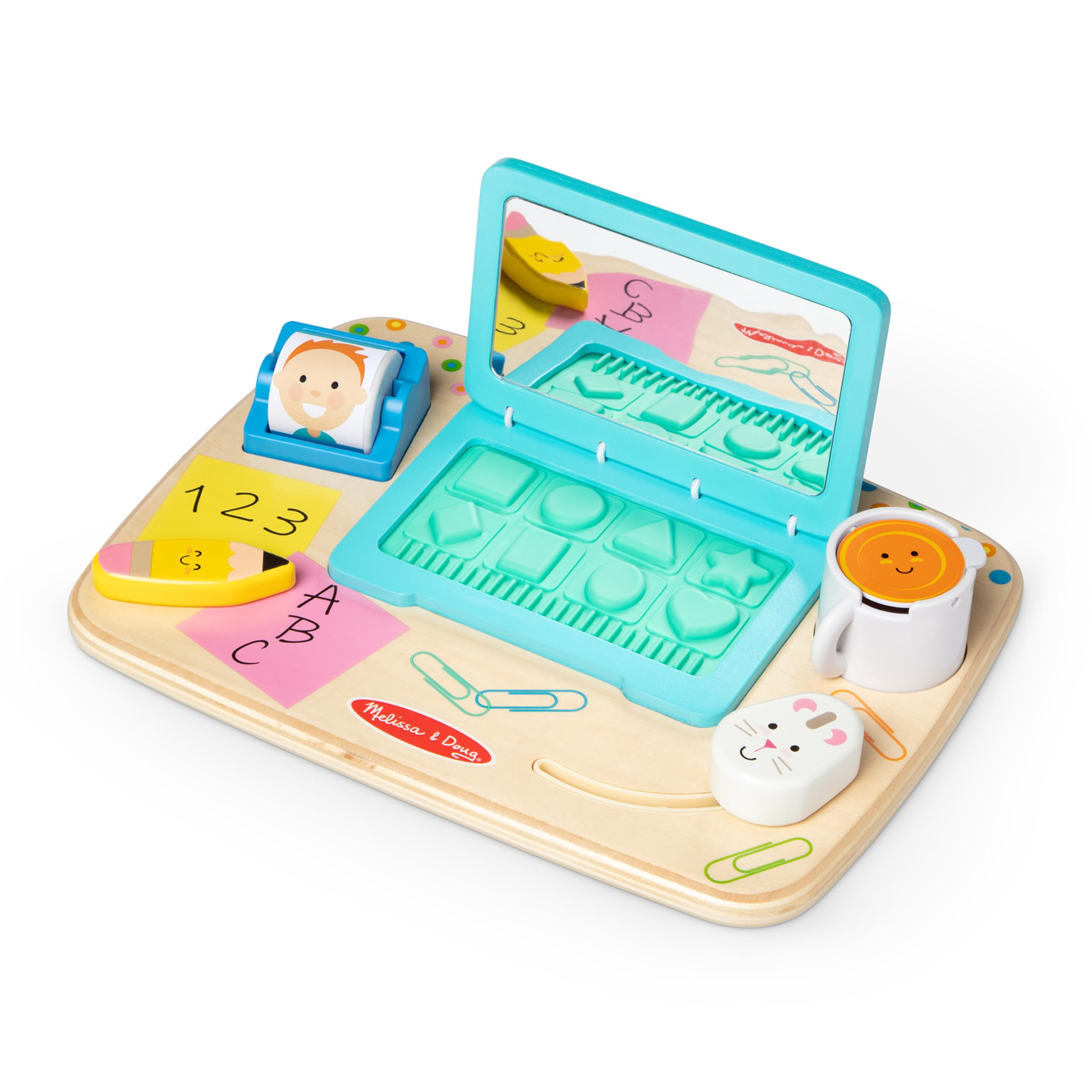 Melissa & Doug Wooden Work & Play Desktop Activity Board Infant and Toddler Sensory Toy - FSC-Cer... | Amazon (US)
