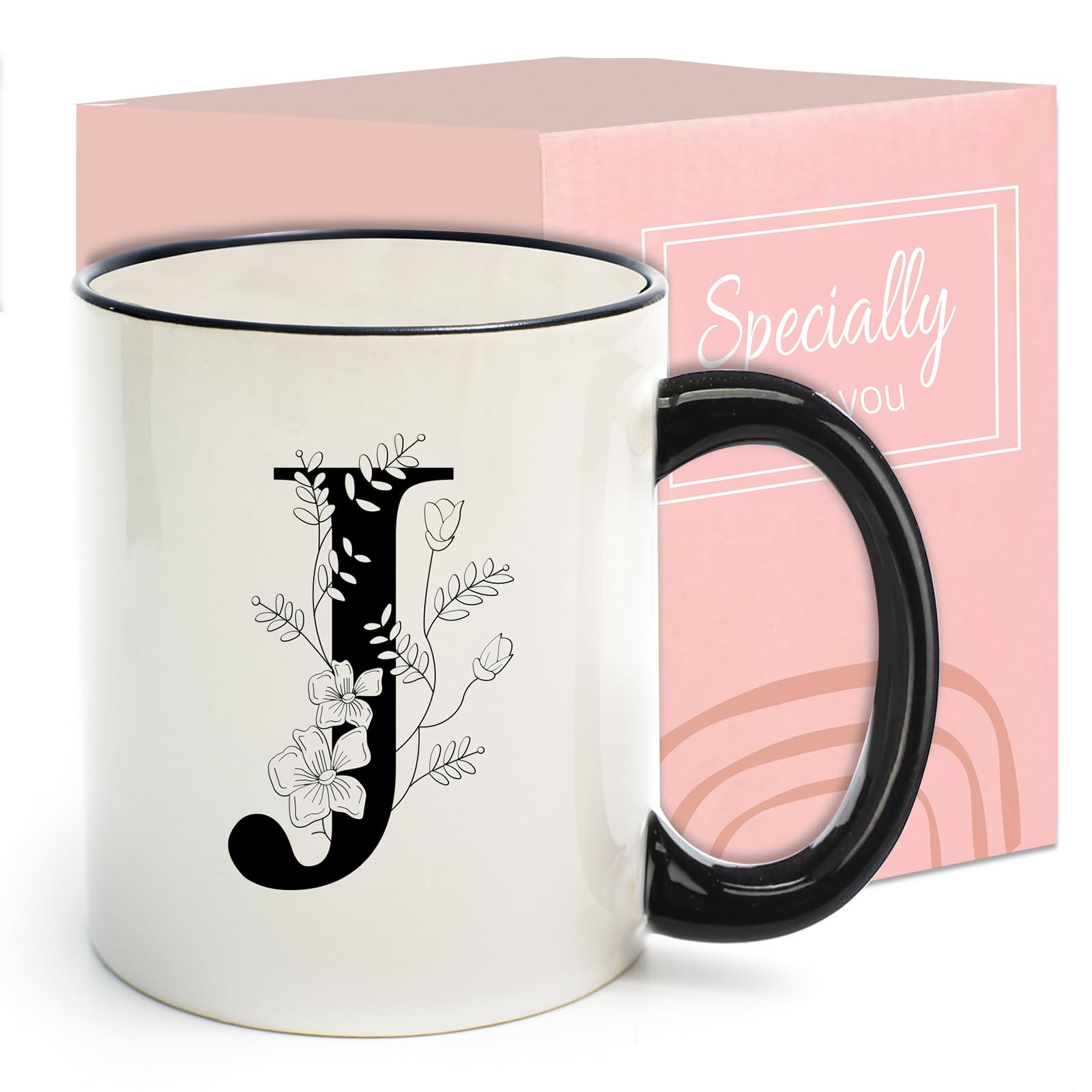 Monogram Ceramic Coffee Mugs, 11 oz Initial Drinking Cup with Gift Box, Unique Birthday Christmas... | Amazon (US)