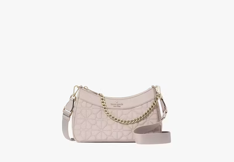 Kate Spade Flower Quilted Fabric Convertible Crossbody, Cozy Grey | Kate Spade Outlet