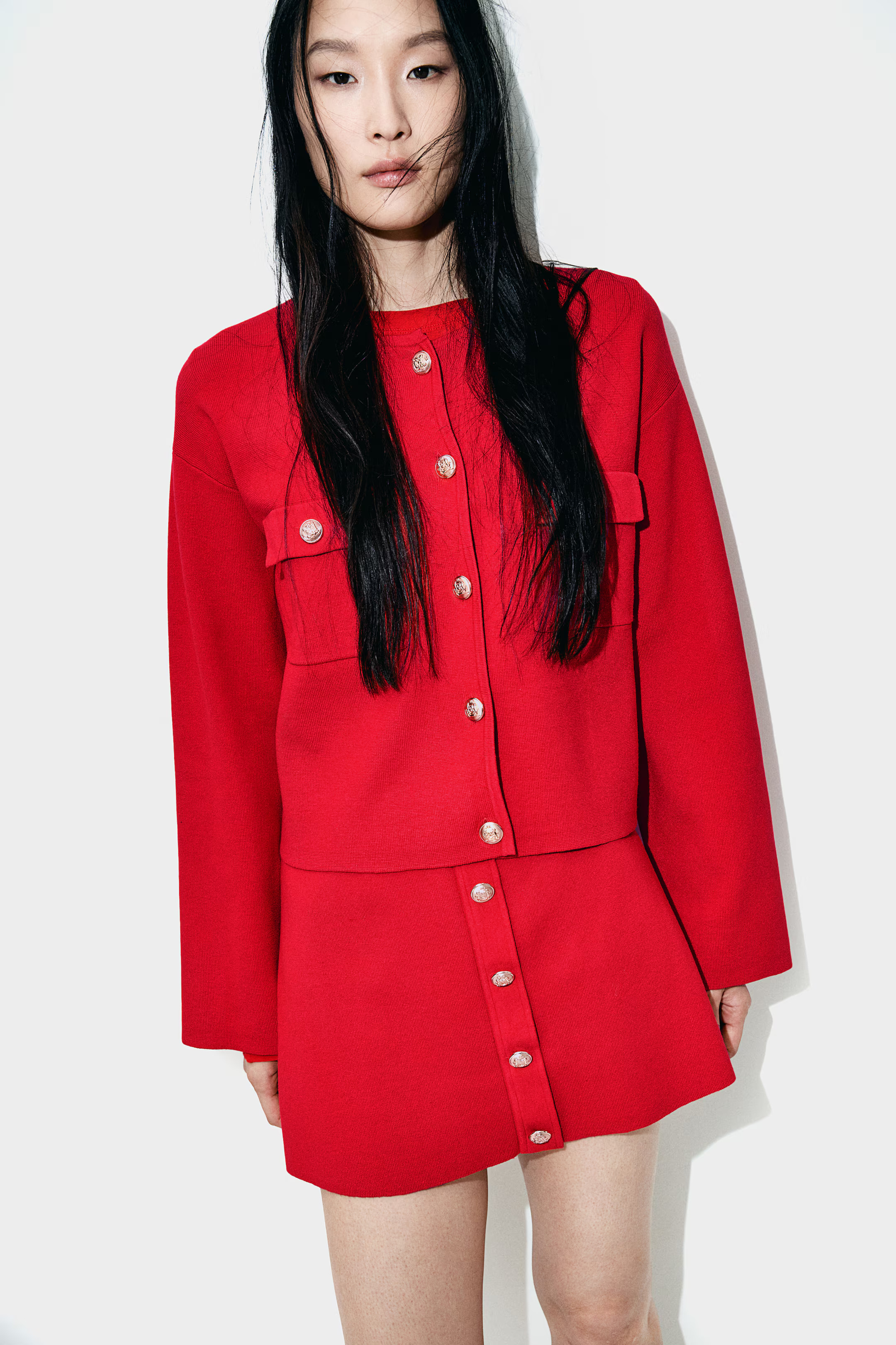 Pocket-Detail Cardigan - Red - Ladies | H&M US | H&M (US + CA)