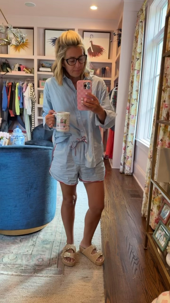 My favorite pajamas that don’t look like pajamas! Honestly I would call this a lounge set. I’m in a small and 38.5 in sandals (1/2 size up). 
*Mersea Code: Catherine15

#LTKdayinmylife #LTKmorningroutine #LTKmomlife