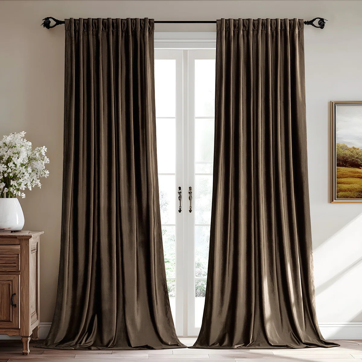 Luxury Velvet Blackout Rod Pocket Back Tab curtains，Room Darkening Insulation Drapes for Bedroo... | Wayfair North America