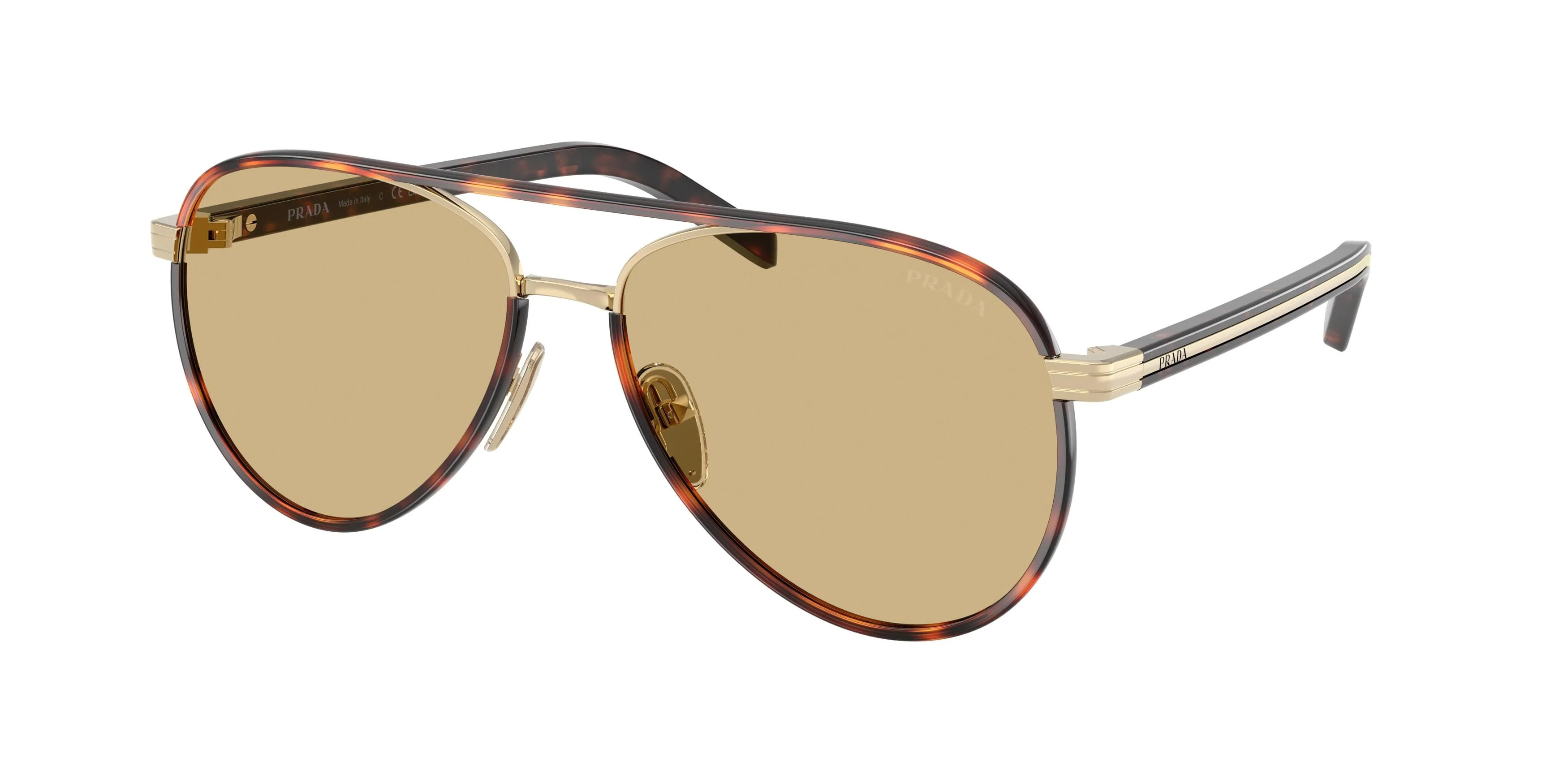 Prada B57S Sunglasses 21E10R - Gold - Yellow Women Pilot | Designer Optics