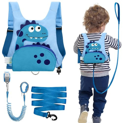 Dr.meter 3 in 1 Toddler Harness Leash + 8.2ft Anti Lost Wrist Link, Cute Dinosaur Kids Safety Harness with Key Lock, Child Walking Harness Assistant Strap for Outdoor Activity Travel | Amazon (US)