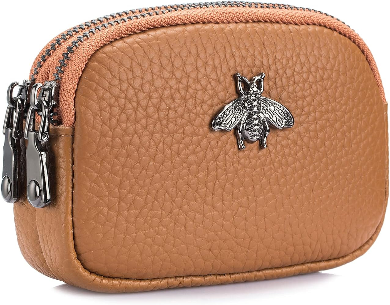 imeetu Women Leather Coin Purse, Small 2 Zippered Change Pouch Wallet | Amazon (US)