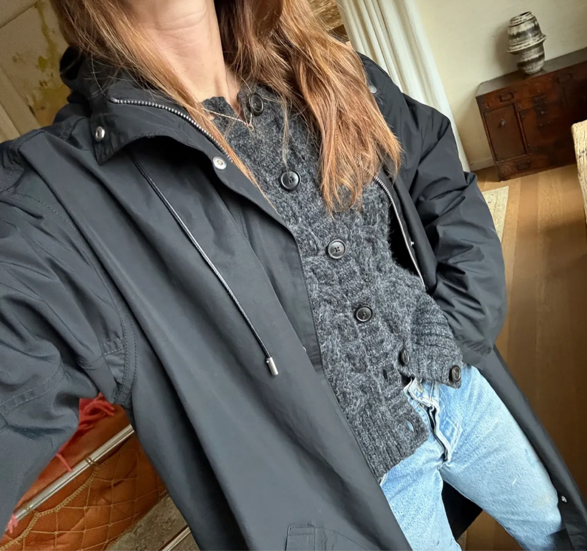 Why are long parka’s with a hood so hard to find? This one is a splurge I know but great for practicality.