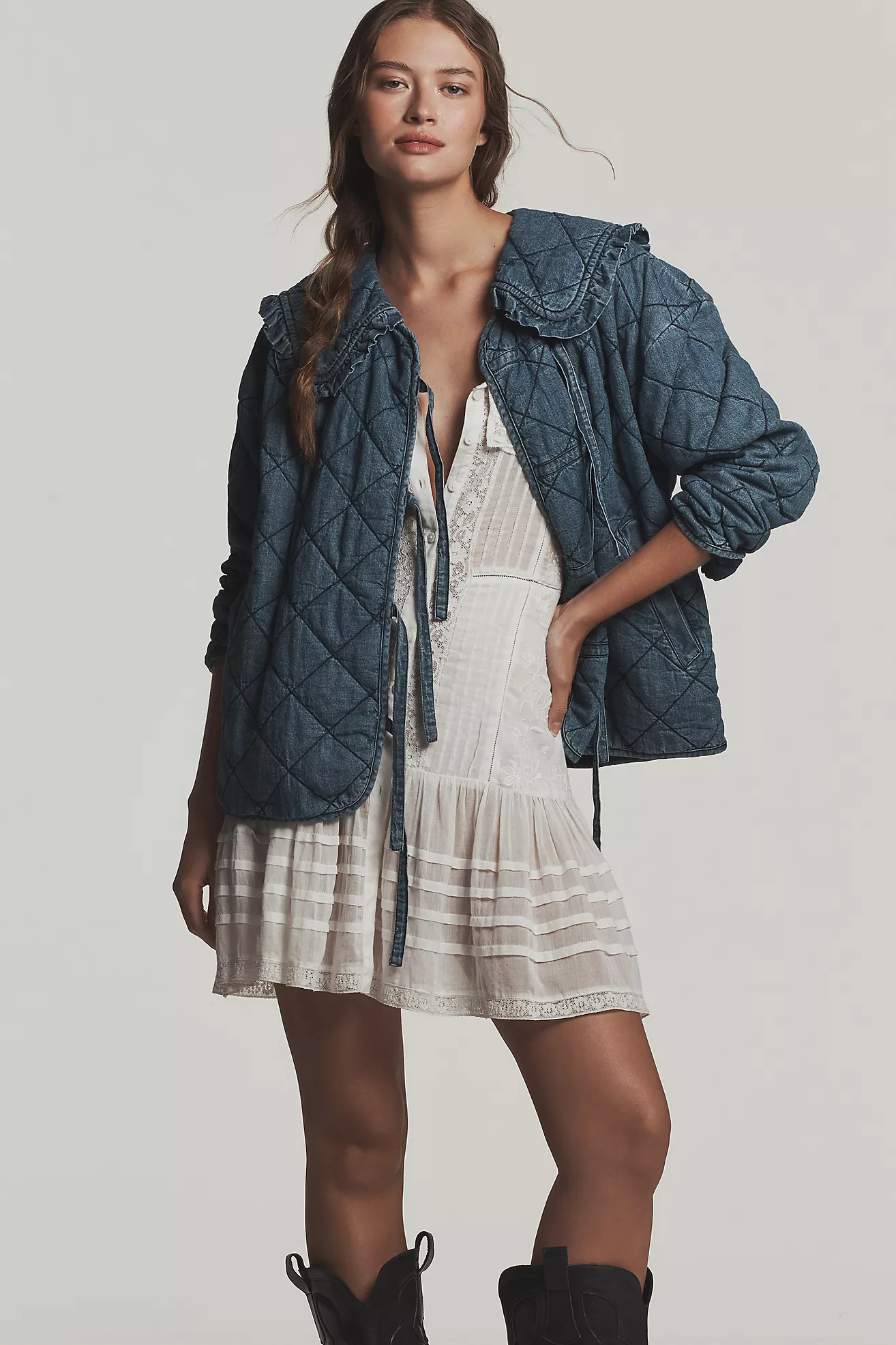 The Hazel Quilted Chambray Jacket by Maeve | Anthropologie (US)
