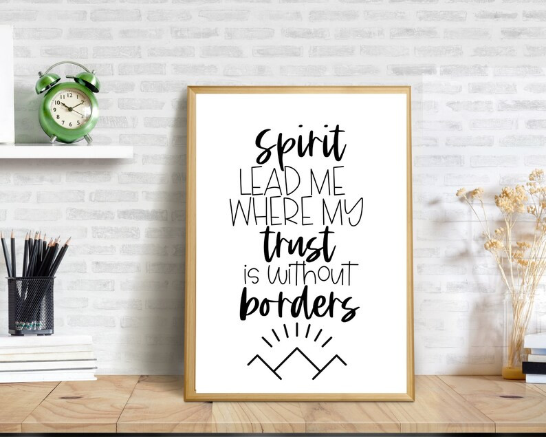 Spirit Lead Me Where My Trust Is Without Borders | Office Decor | Christian Art | Minimalist | Bl... | Etsy (US)