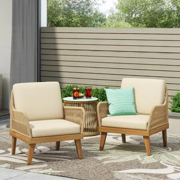Annisa Outdoor Acacia Wood Club Chair (Set of 2) by Christopher Knight Home | Bed Bath & Beyond