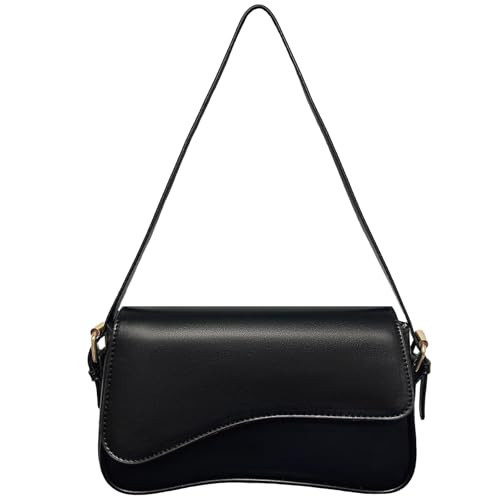 Shoulder Bag for Women PU Leather Shoulder Purse Tote Bag Black Purses for Women Trendy with 2 Removable Straps 2025 | Amazon (US)